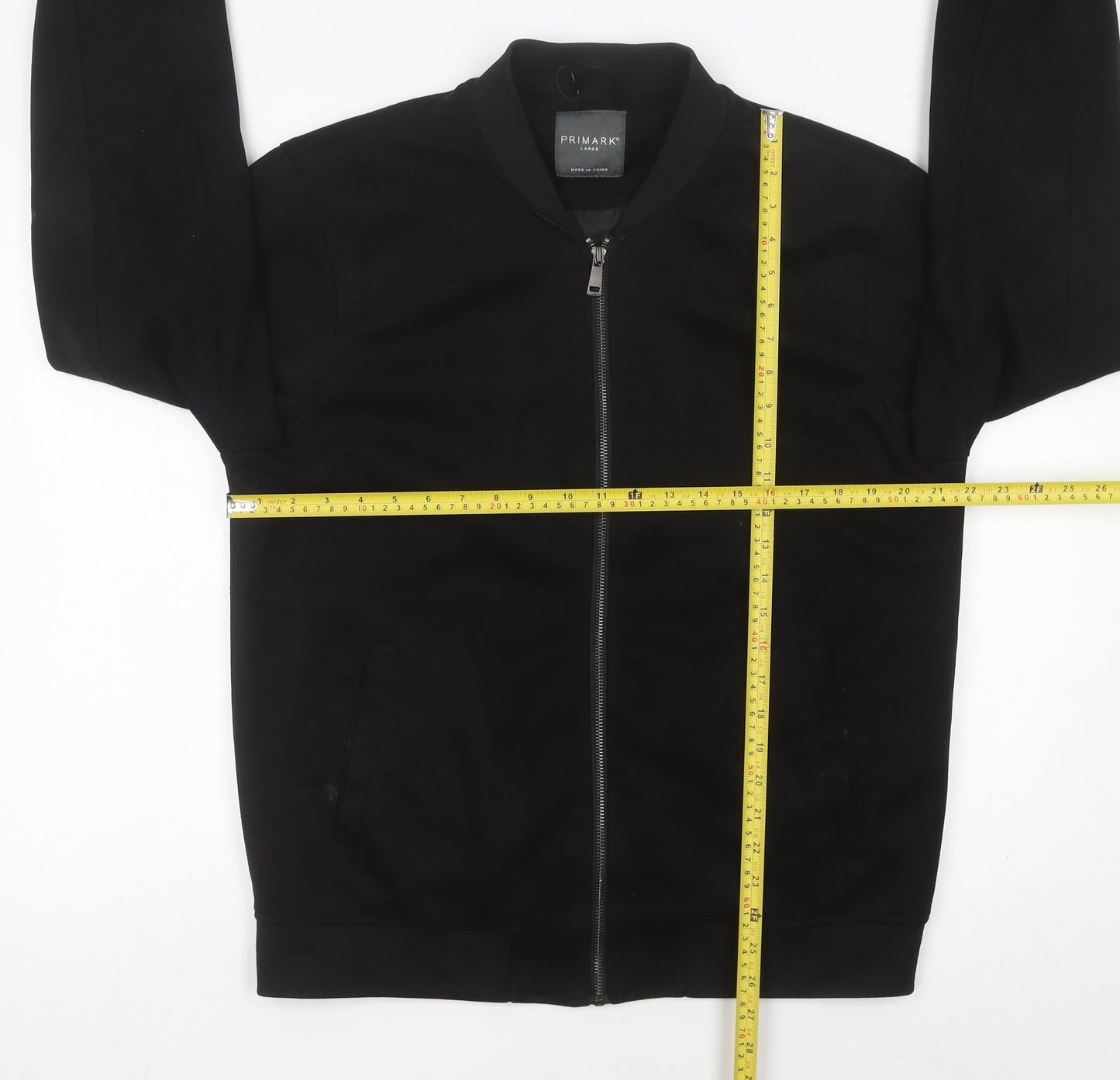 Primark Men Black L Bomber Jacket Polyester Blend Zip