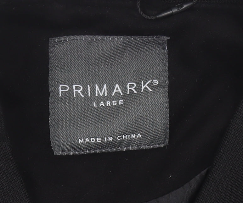 Primark Men Black L Bomber Jacket Polyester Blend Zip