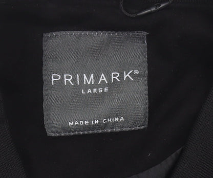 Primark Men Black L Bomber Jacket Polyester Blend Zip