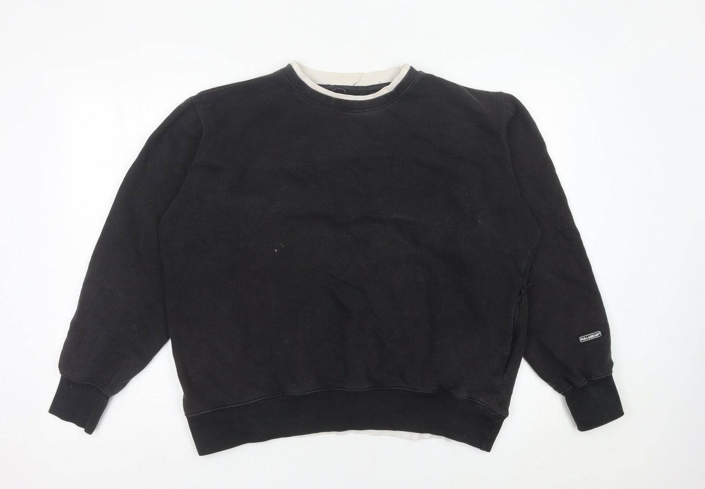Mens UK Size S Pull&Bear Black Pullover Sweatshirt