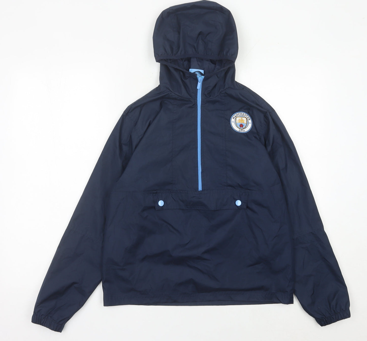 Manchester City Boys Blue 12-13Y Polyester Hooded Anorak Jacket