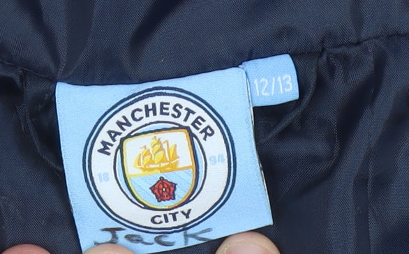 Manchester City Boys Blue 12-13Y Polyester Hooded Anorak Jacket