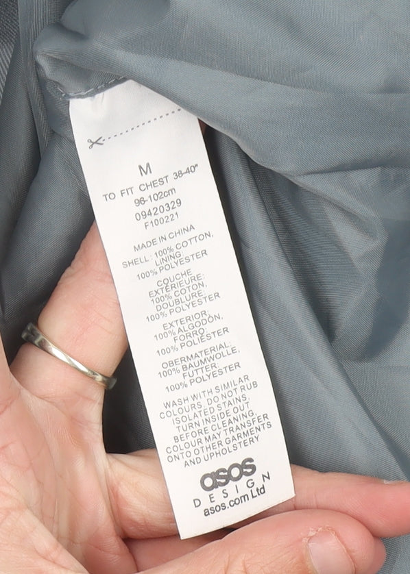 ASOS DESIGN Men’s Grey Cotton Zip Jacket M 38-40" Regular Fit Casual