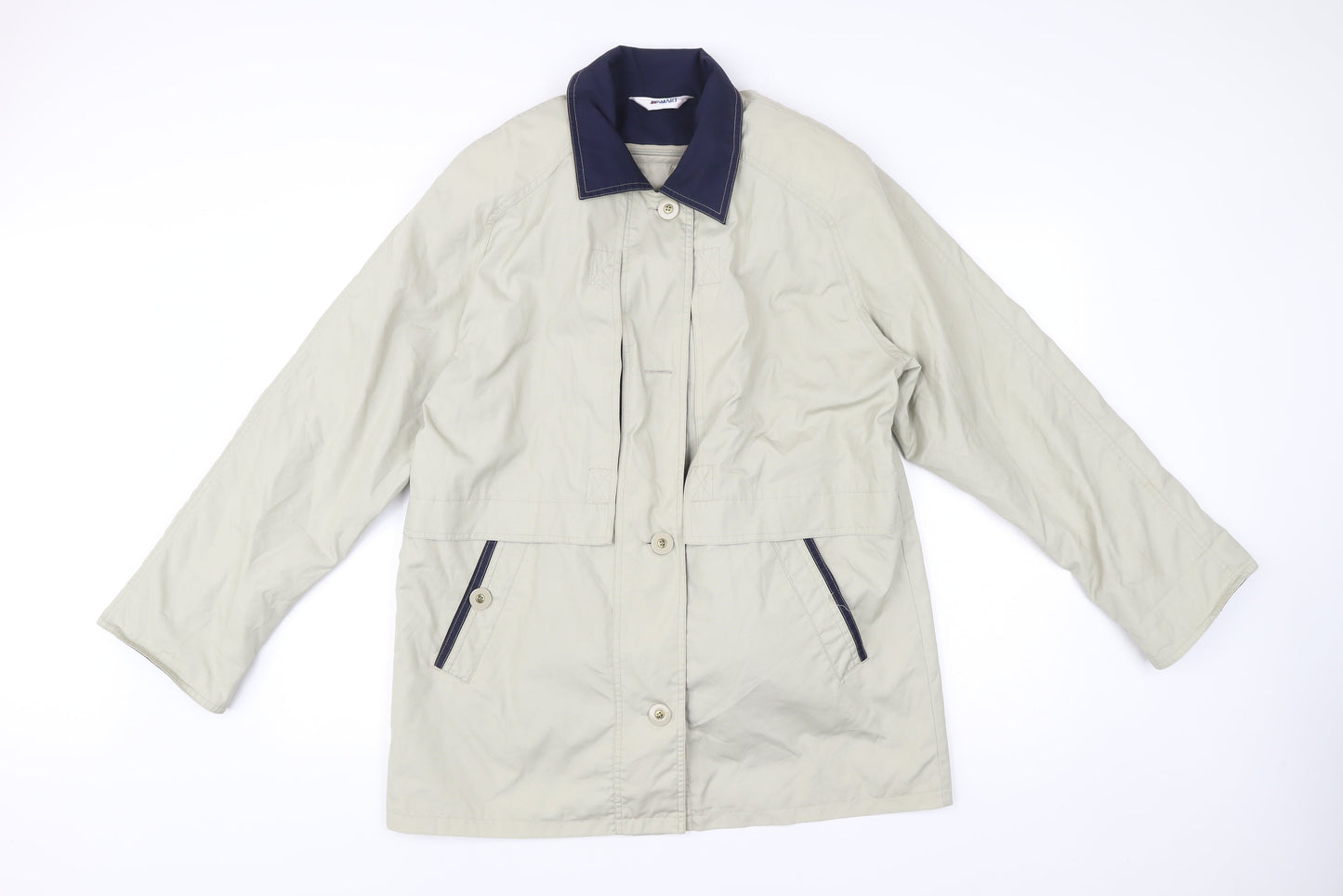 Damart Women’s Beige Mid-Length Rain Coat Size 16 Collared