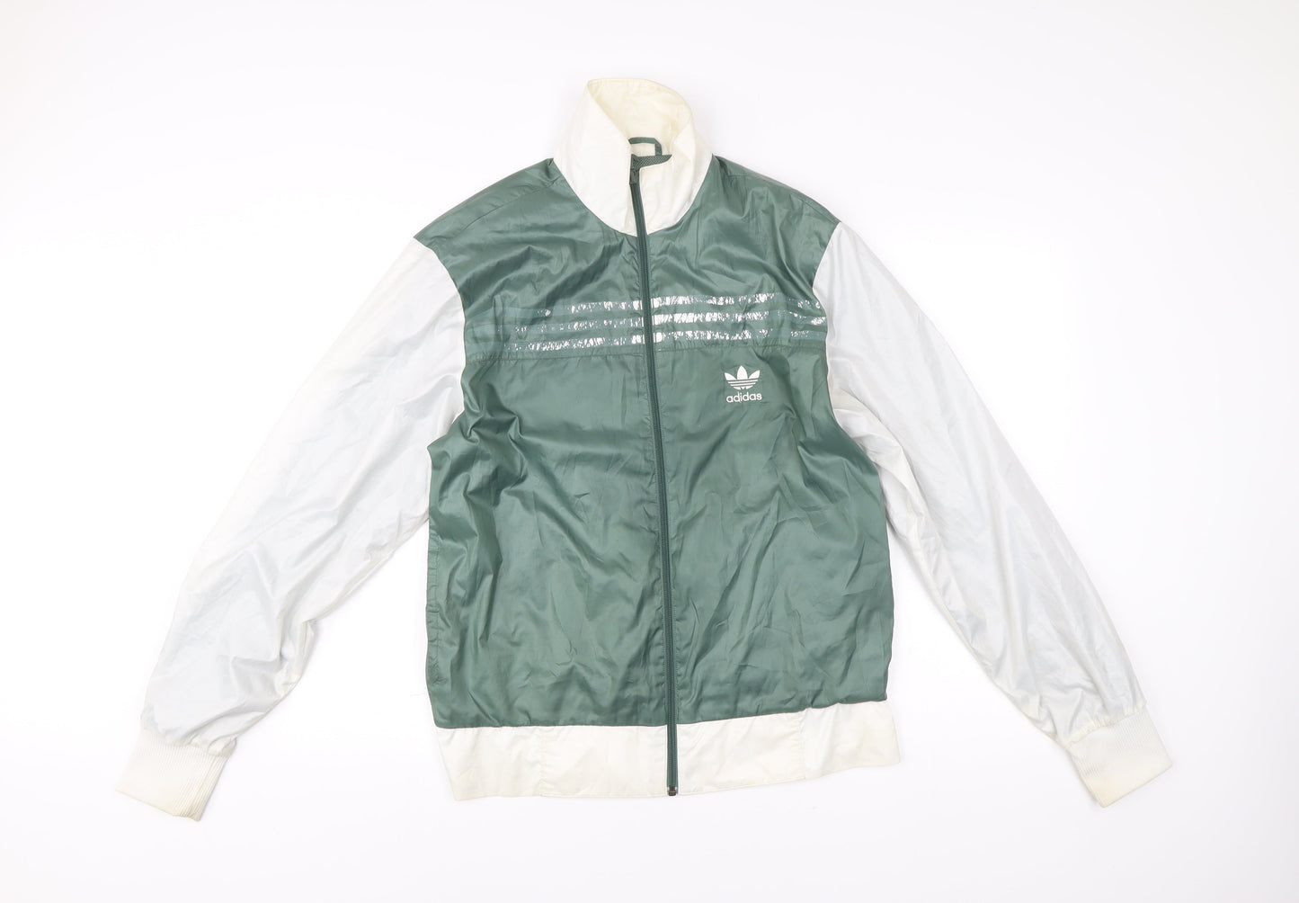 Adidas Men’s Green Track Jacket M Full Zip Polyester Activewear