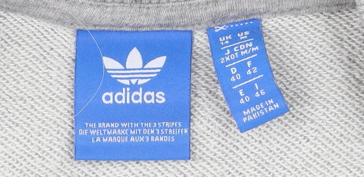 Adidas Womens Grey Sweatshirt UK 14 Logo Pullover Casual