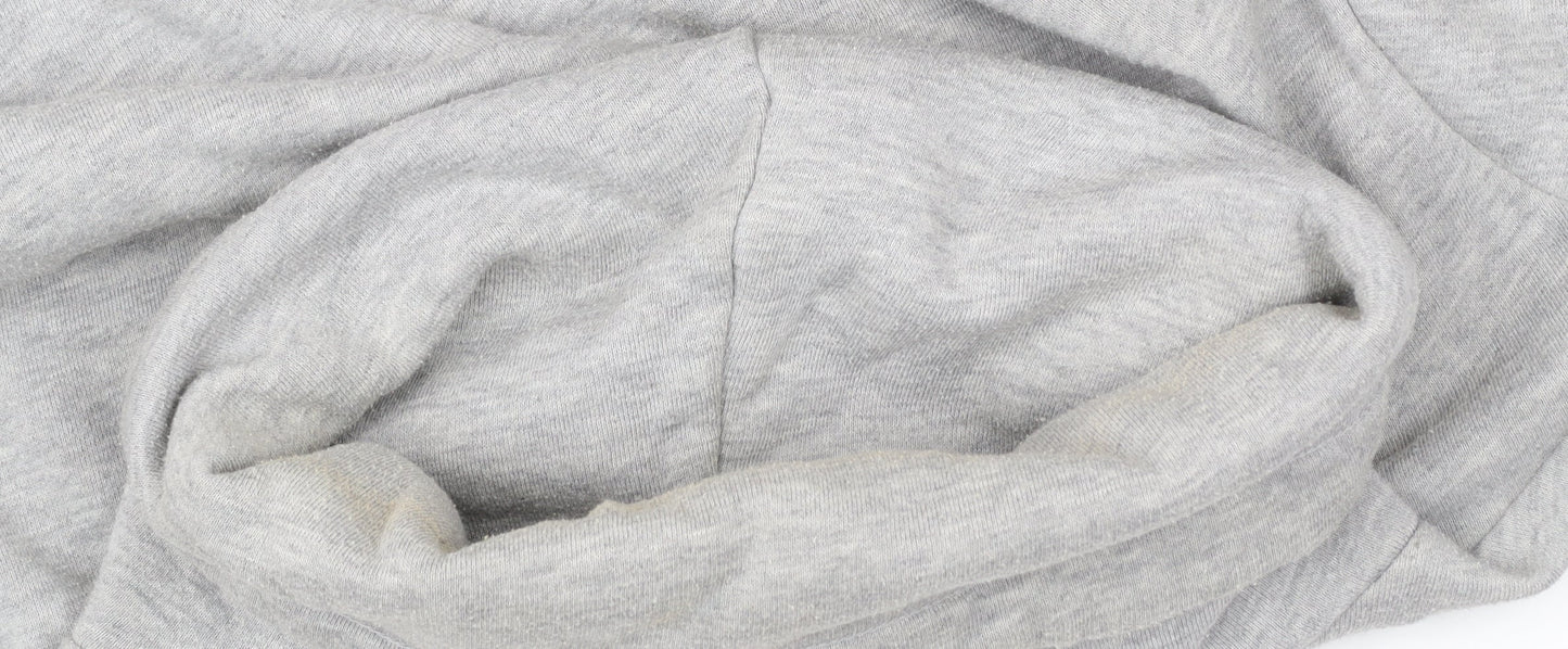 Superdry Womens Grey Hoodie UK 12 Pullover Cowl Neck Logo Sweatshirt