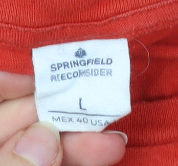 Springfield Men’s Red Cotton Crew Neck Short Sleeve T-Shirt L