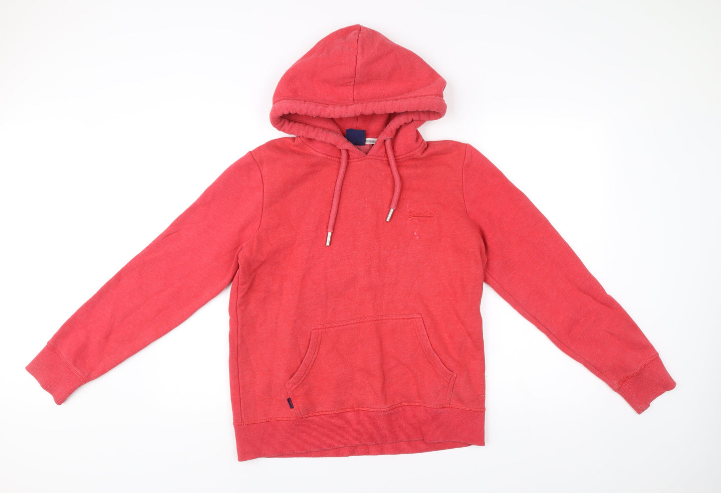 Superdry Womens Red Pullover Hoodie Size 12 Cotton Blend