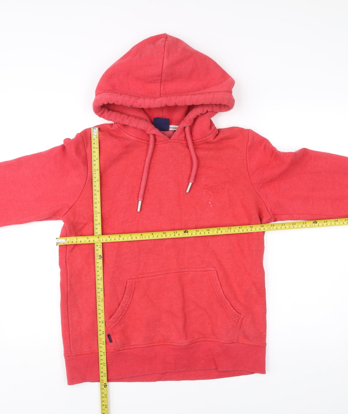 Superdry Womens Red Pullover Hoodie Size 12 Cotton Blend