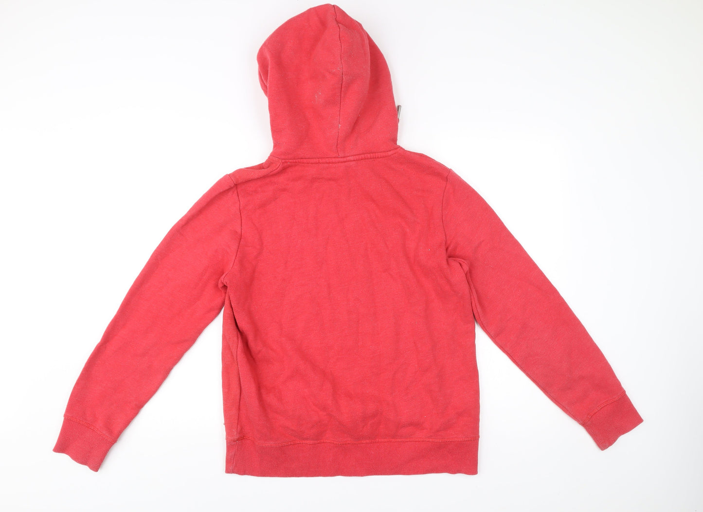Superdry Womens Red Pullover Hoodie Size 12 Cotton Blend