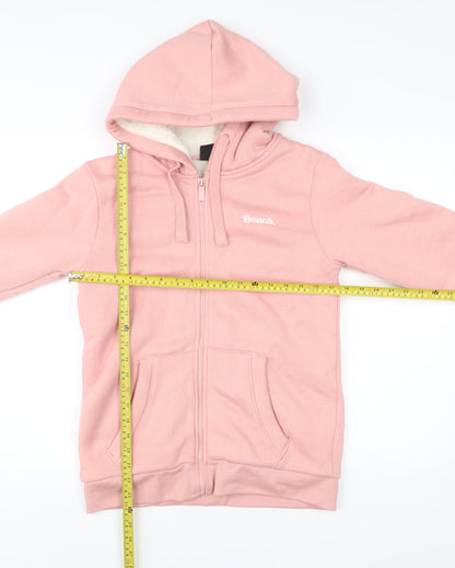 Bench Womens Pink Full Zip Hoodie UK 10 Small Size Cotton Blend