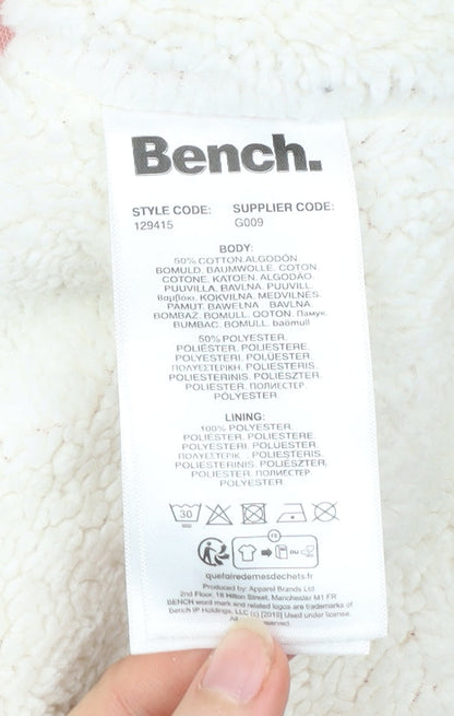 Bench Womens Pink Full Zip Hoodie UK 10 Small Size Cotton Blend