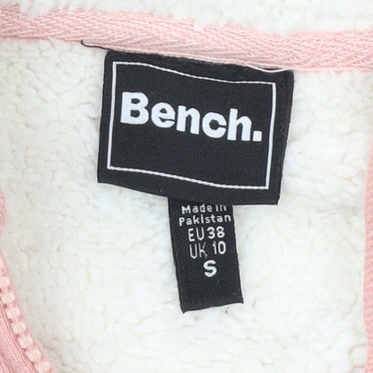 Bench Womens Pink Full Zip Hoodie UK 10 Small Size Cotton Blend