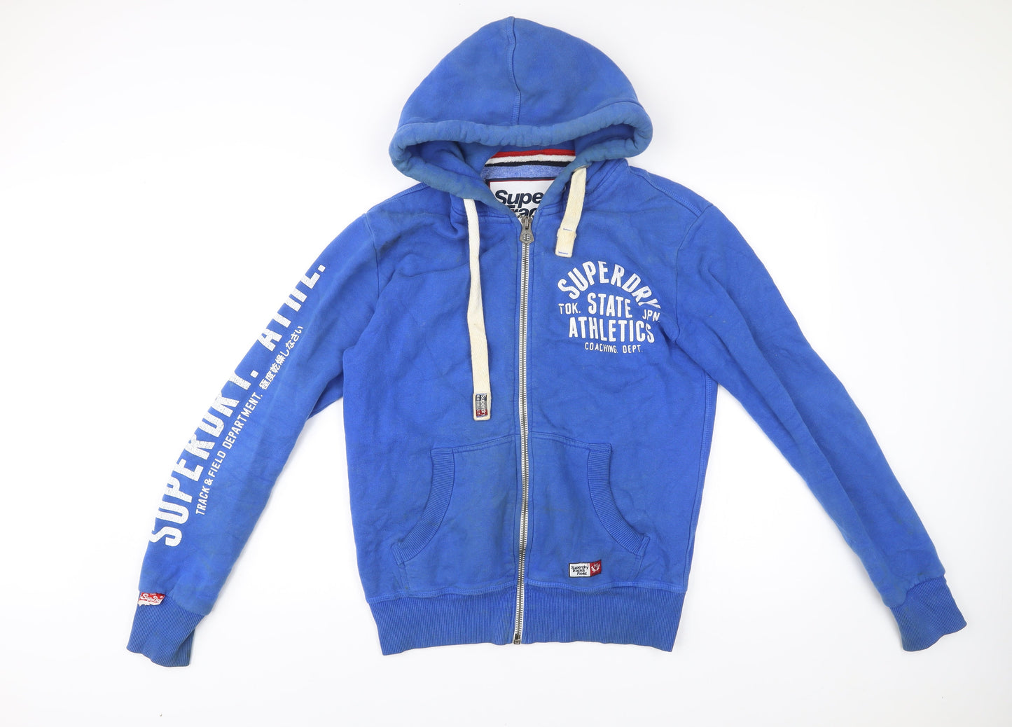Superdry Men’s Blue Full Zip Hoodie S Logo Athletic Track Field