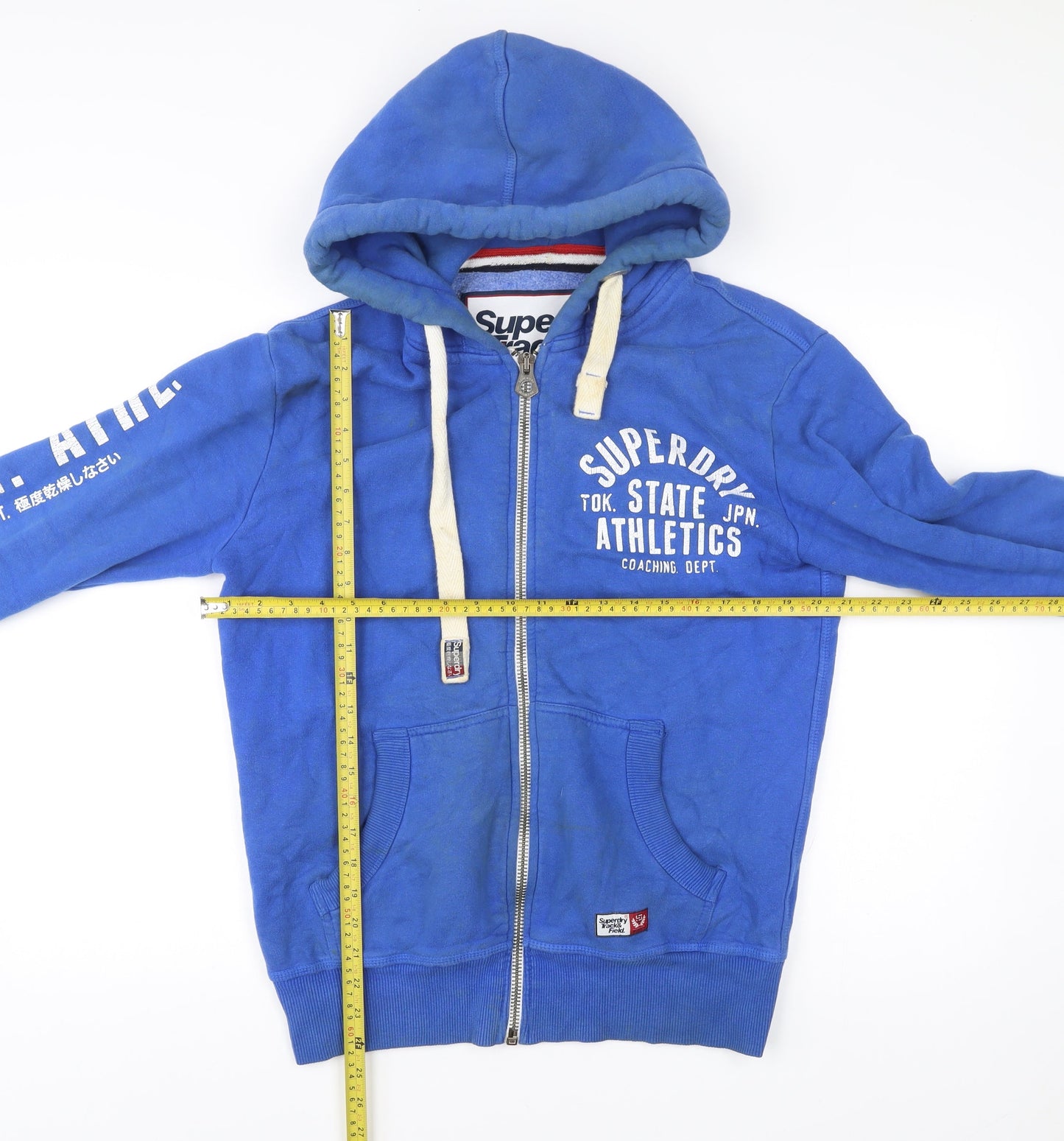 Superdry Men’s Blue Full Zip Hoodie S Logo Athletic Track Field