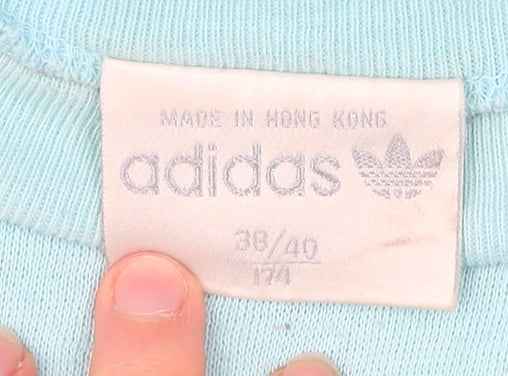 Adidas Men's Blue Crew Neck Graphic Sweatshirt Size M Vintage