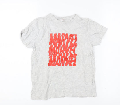 Marvel Boys Grey Graphic T-Shirt 7-8 Years Short Sleeve Casual Superhero