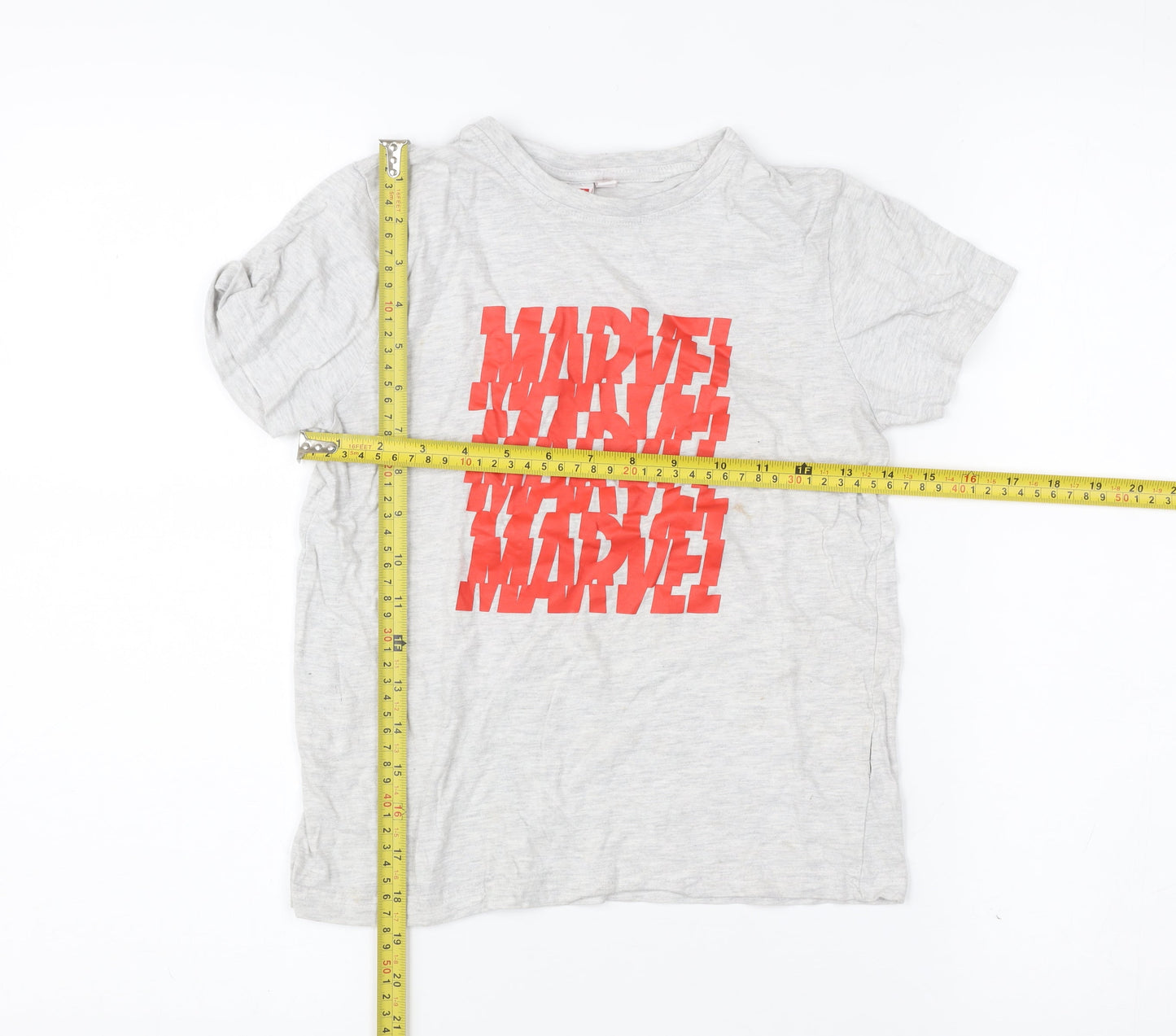 Marvel Boys Grey Graphic T-Shirt 7-8 Years Short Sleeve Casual Superhero
