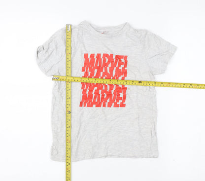 Marvel Boys Grey Graphic T-Shirt 7-8 Years Short Sleeve Casual Superhero