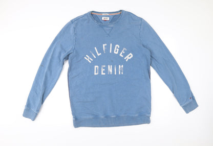 Mens UK Size M Hilfiger Denim Blue Pullover Sweatshirt
