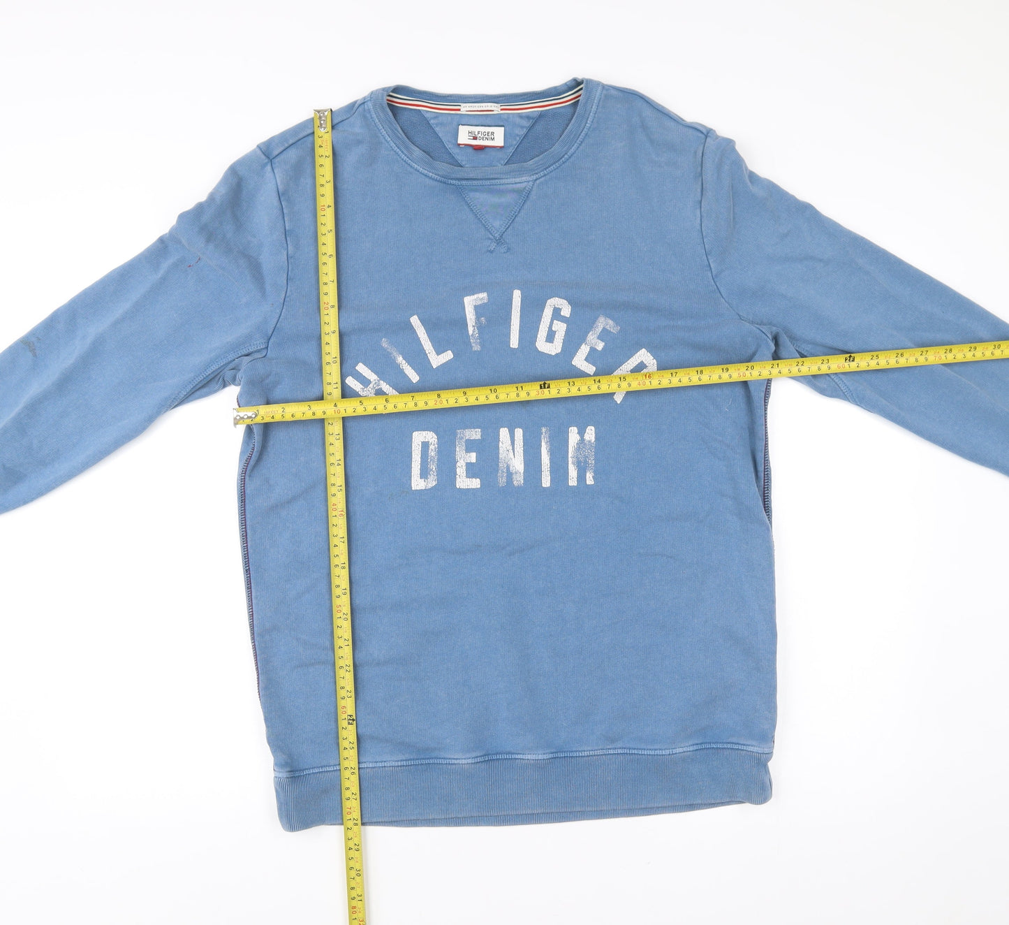 Mens UK Size M Hilfiger Denim Blue Pullover Sweatshirt