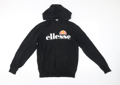 Ellesse Womens Black Hoodie UK 12 Pullover Logo Graphic Sweatshirt