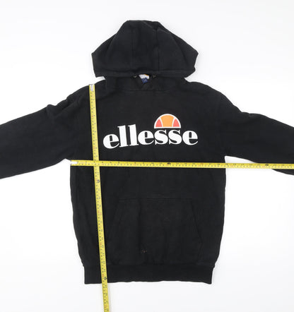 Ellesse Womens Black Hoodie UK 12 Pullover Logo Graphic Sweatshirt