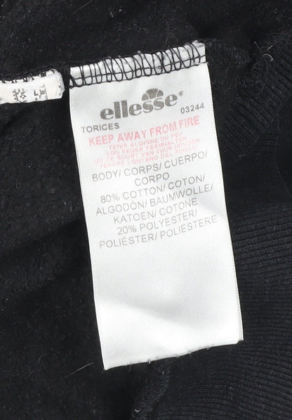 Ellesse Womens Black Hoodie UK 12 Pullover Logo Graphic Sweatshirt