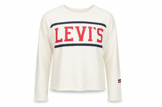 Levi's Womens Ivory XS Logo Pullover Sweatshirt Cotton
