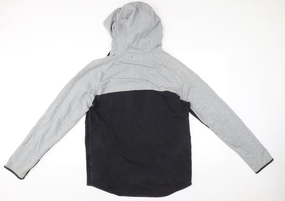 Physiq Apparel Mens Grey Black Full Zip Hoodie Size L Slim Fit Sports