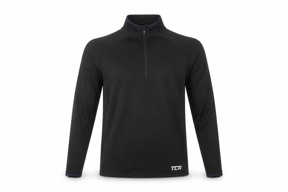 TCA Mens Black Small 1/4 Zip Sweatshirt Mock Neck Athletic Fit
