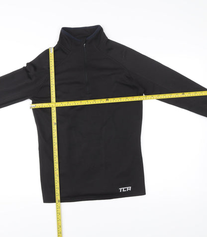 TCA Mens Black Small 1/4 Zip Sweatshirt Mock Neck Athletic Fit