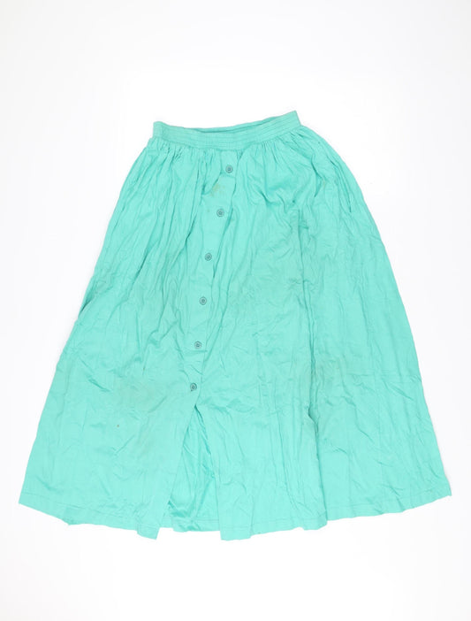 Monsoon Womens Green Cotton A-Line Skirt Size 8/10 Casual