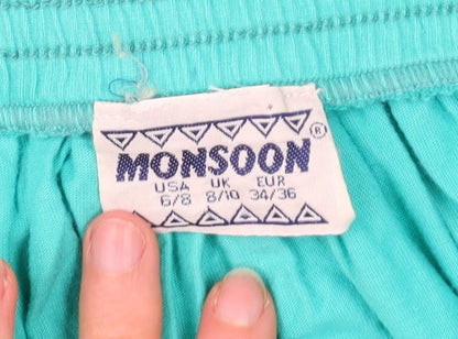Monsoon Womens Green Cotton A-Line Skirt Size 8/10 Casual