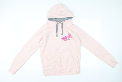 Animal Womens Pink Pullover Hoodie Size 10 Casual Logo Flower Print