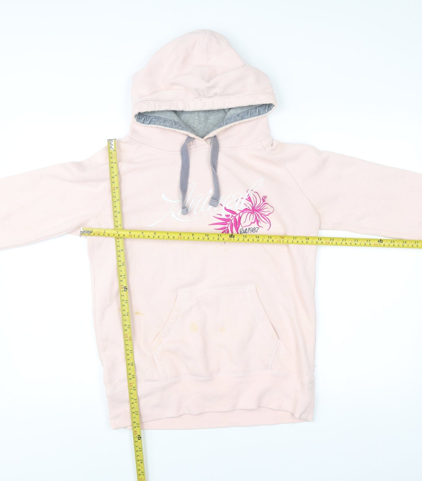 Animal Womens Pink Pullover Hoodie Size 10 Casual Logo Flower Print