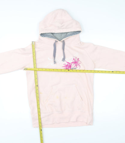 Animal Womens Pink Pullover Hoodie Size 10 Casual Logo Flower Print