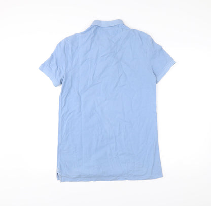 AllSaints Men's Blue Slim Fit Cotton Polo Shirt Size S