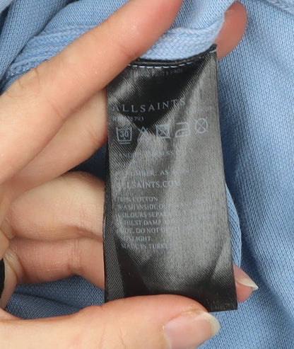 AllSaints Men's Blue Slim Fit Cotton Polo Shirt Size S