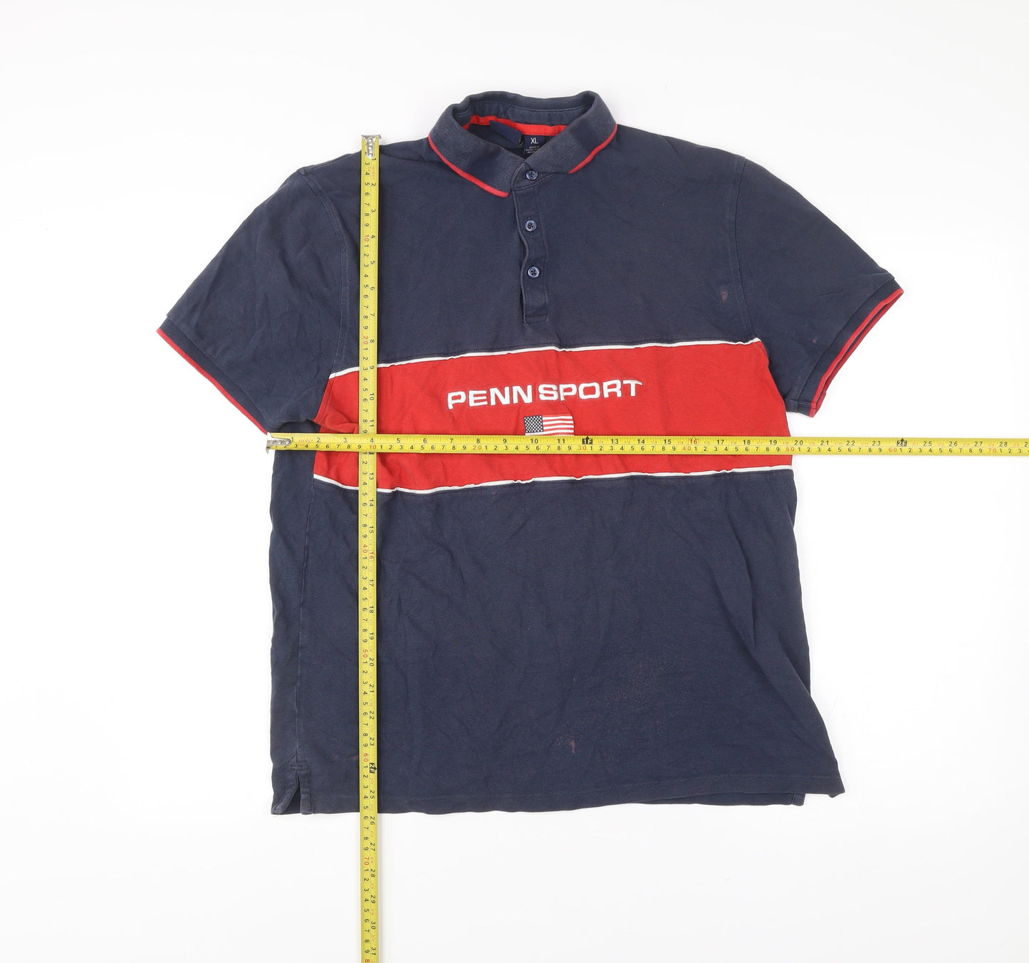 Penn x Primark Mens Navy Blue Red XL Polo Shirt Casual Sportswear