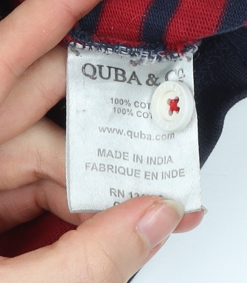 Quba & Co. Men’s Red Blue Striped Rugby Shirt Long Sleeve L