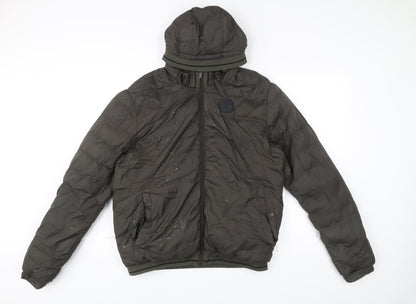 Mens UK Size L Kruze Denim Green Puffer Jacket