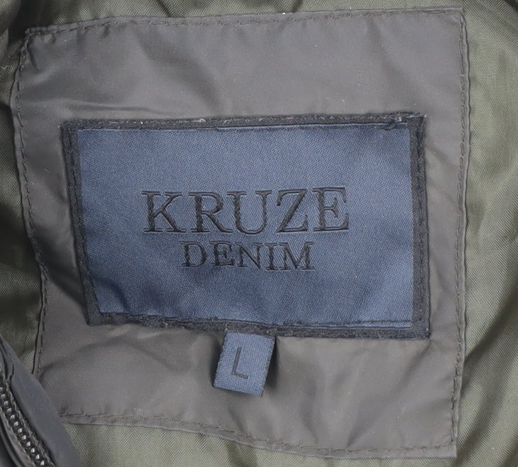 Mens UK Size L Kruze Denim Green Puffer Jacket