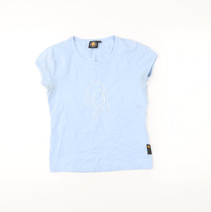 Carrot Banana & Peach Womens Blue XS Slim Fit Graphic T-Shirt