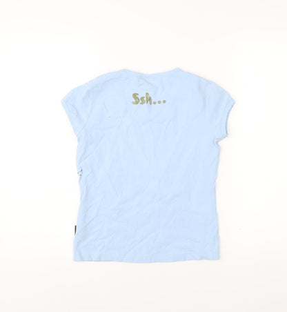 Carrot Banana & Peach Womens Blue XS Slim Fit Graphic T-Shirt