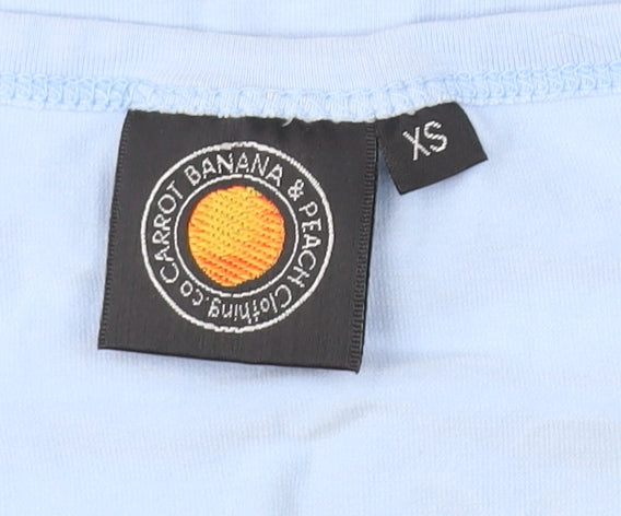 Carrot Banana & Peach Womens Blue XS Slim Fit Graphic T-Shirt