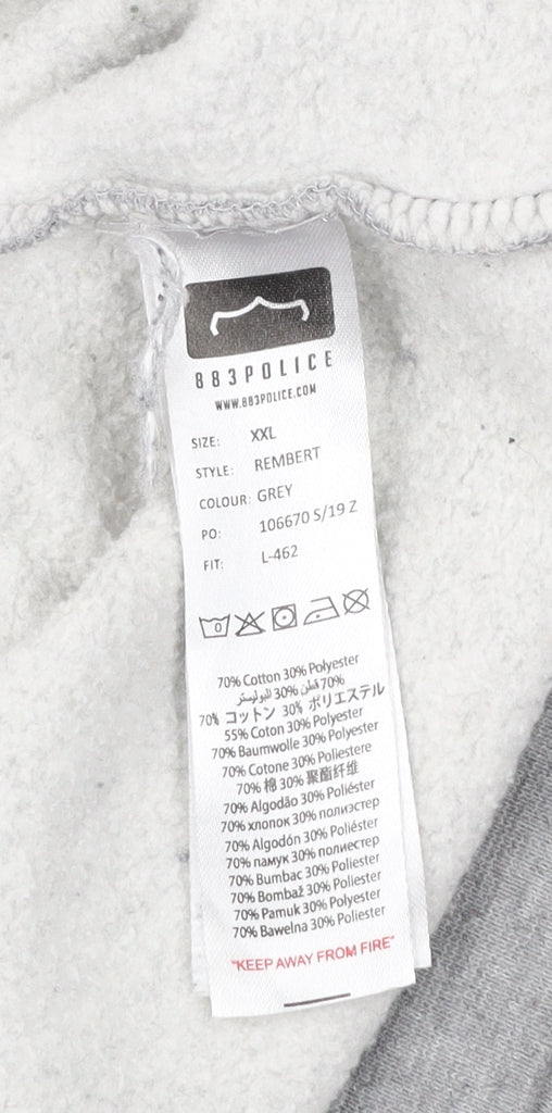 883 Police Men's Grey Pullover Hoodie Size 2XL Logo Print