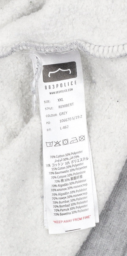 883 Police Men's Grey Pullover Hoodie Size 2XL Logo Print