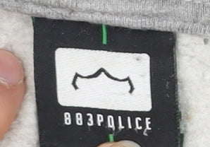 883 Police Men's Grey Pullover Hoodie Size 2XL Logo Print